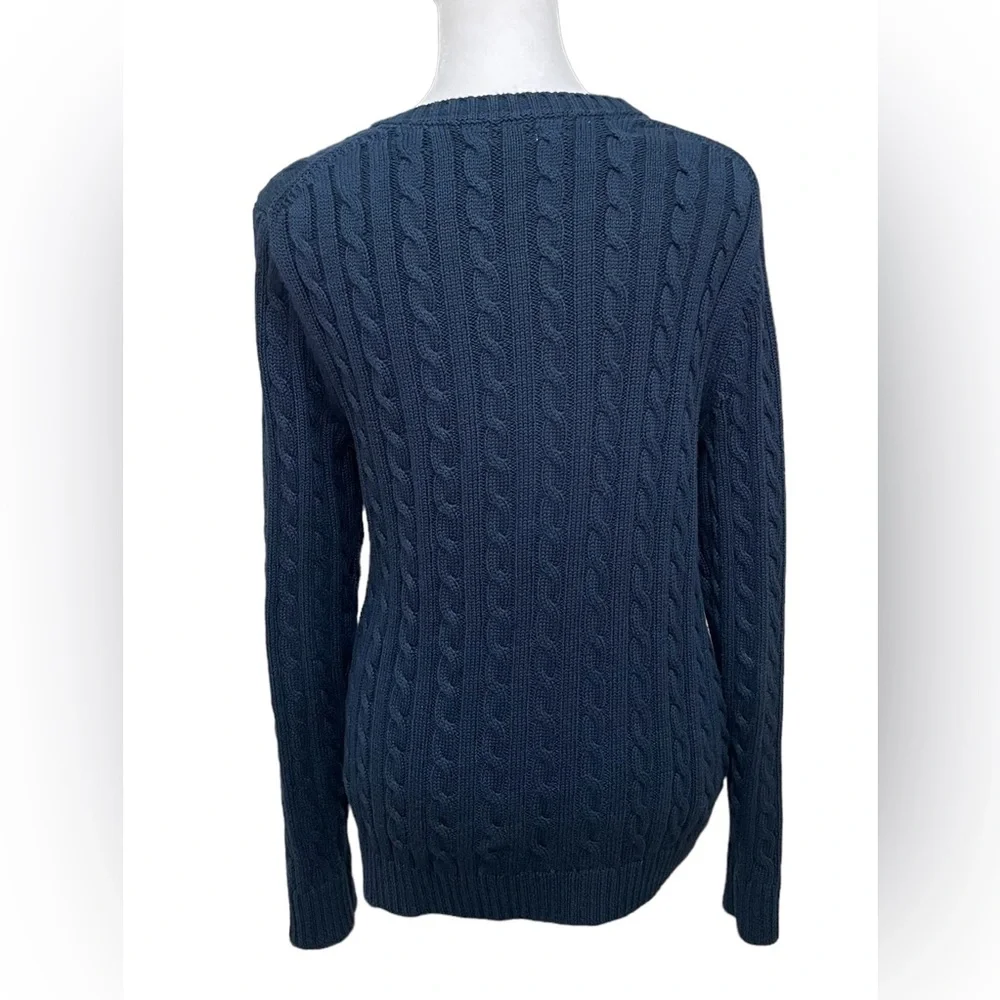 L.L. Bean Navy Cable Knit Cardigan - Picture 8 of 8